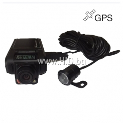 2 камери за кола за напред и за задно виждане, 720P резолюция, G-сензор, GPS лог, 2.5" lcd екран , модел P9 AV